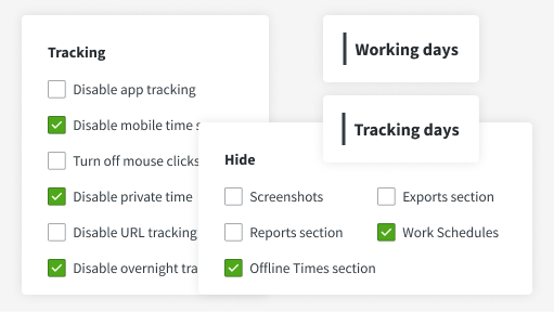 A screenshot of the DeskTime settings.